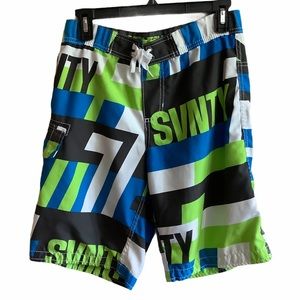 American Eagle swim trunks Boys graphic Seventy Seven XL Side pocket